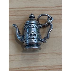 .925 Vintage Coffee Pot Sterling Silver Jewelry Charm